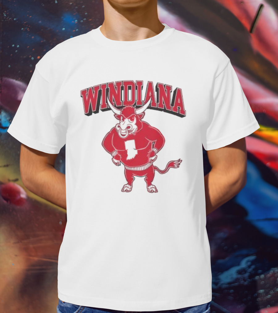 Windiana Hoosiers Mascot Bull With Indiana State Shape T-Shirt