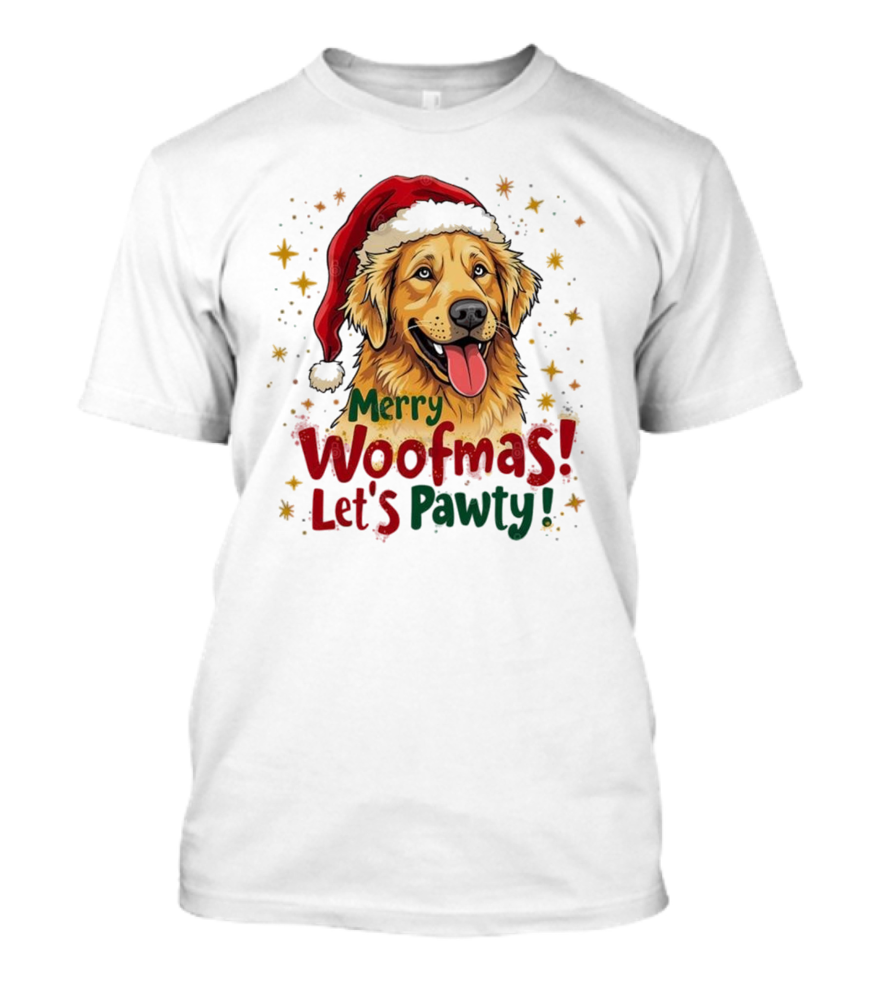 Merry Woofmas Let's Pawty Festive Dog Christmas T-Shirt