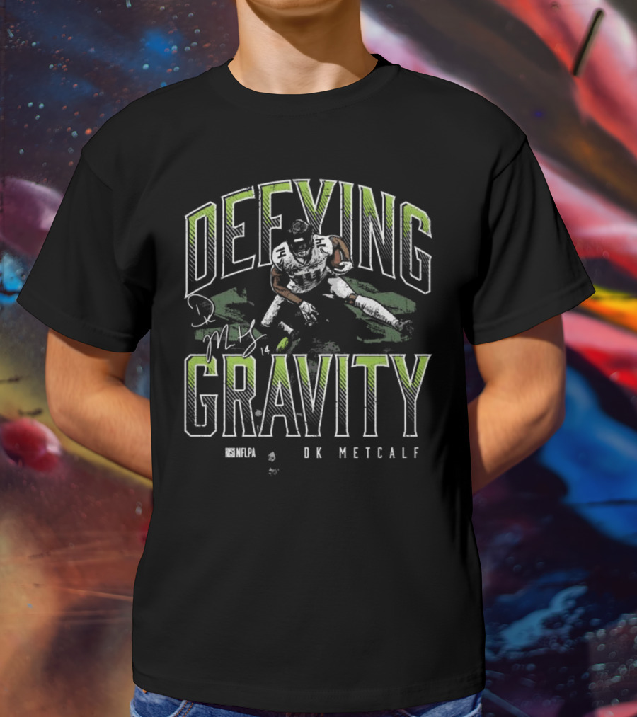 D.K. Metcalf Defying Gravity NFLPA Signature Image T-Shirt