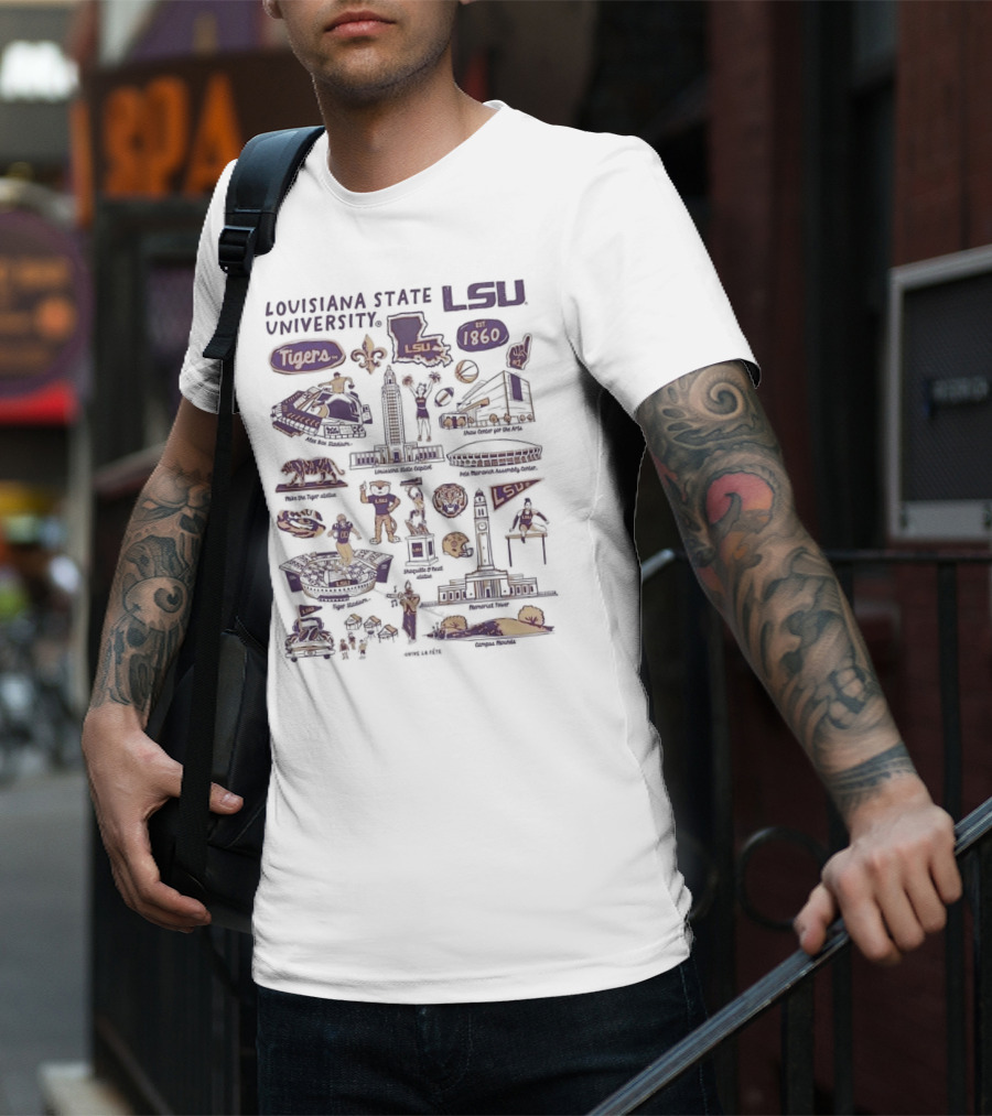 Louisiana State University LSU Tigers Vive La Fete Impressions Est 1860 Memorial Tower Shaquille O'Neal Tiger Stadium T-Shirt