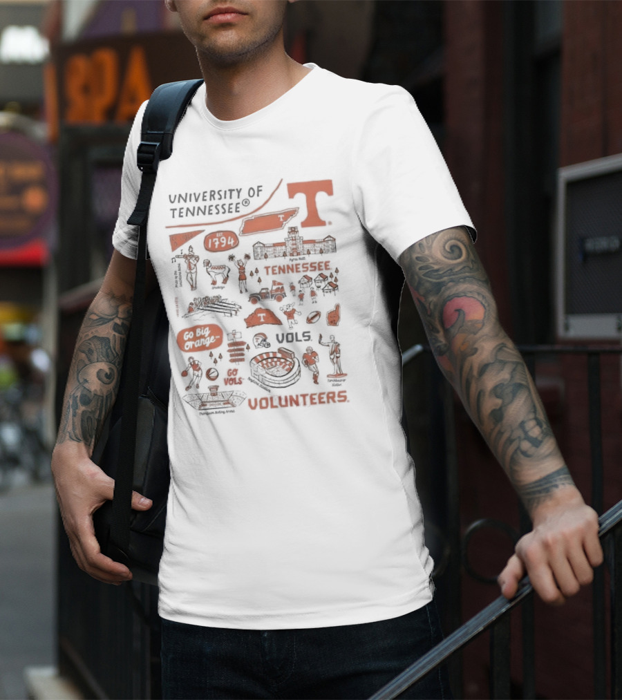 University Of Tennessee Go Big Orange Vols Volunteers Est 1794 Neyland Stadium Thompson Boiling Arena Knox County T-Shirt