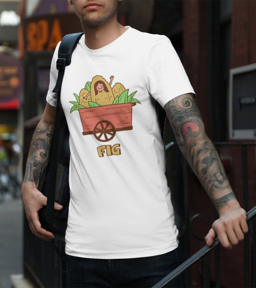 Figwoop Cart Fig With Corn And Smiling Figure T-Shirt