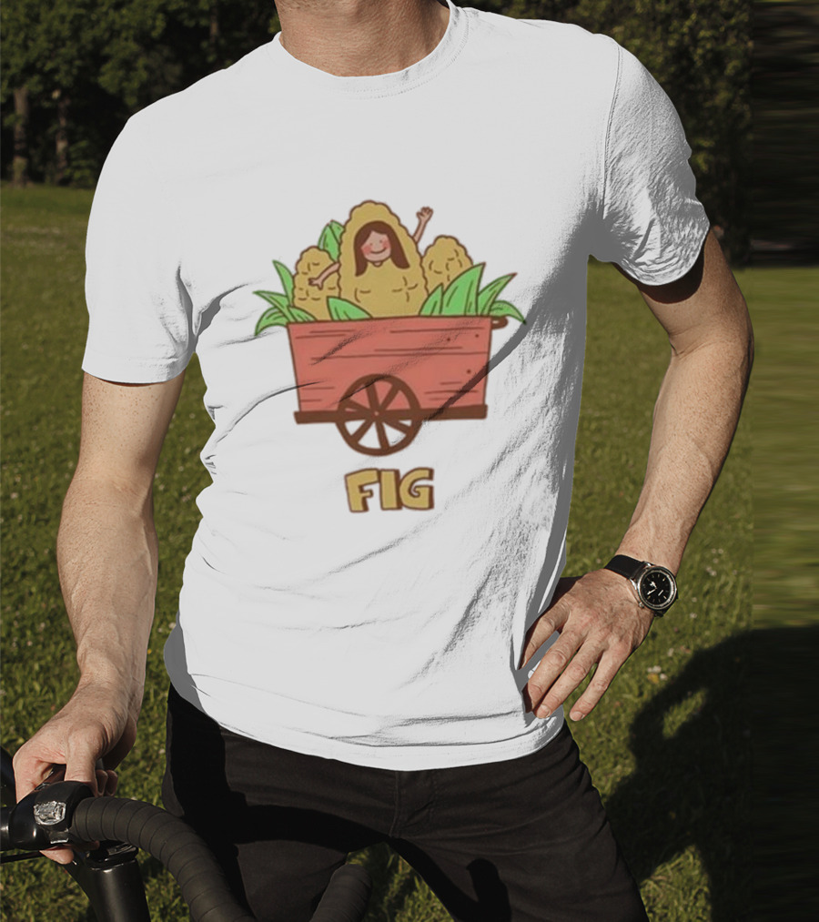 Figwoop Cart Fig With Corn And Smiling Figure T-Shirt