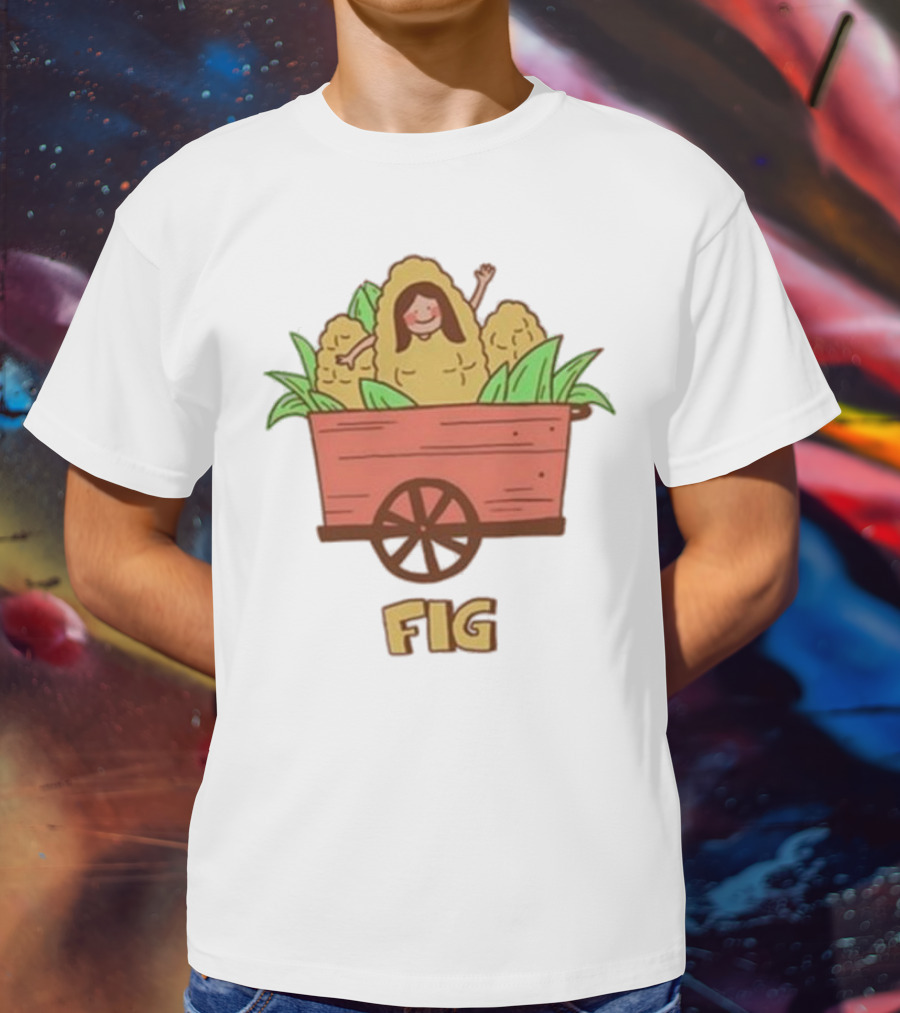Figwoop Cart Fig With Corn And Smiling Figure T-Shirt