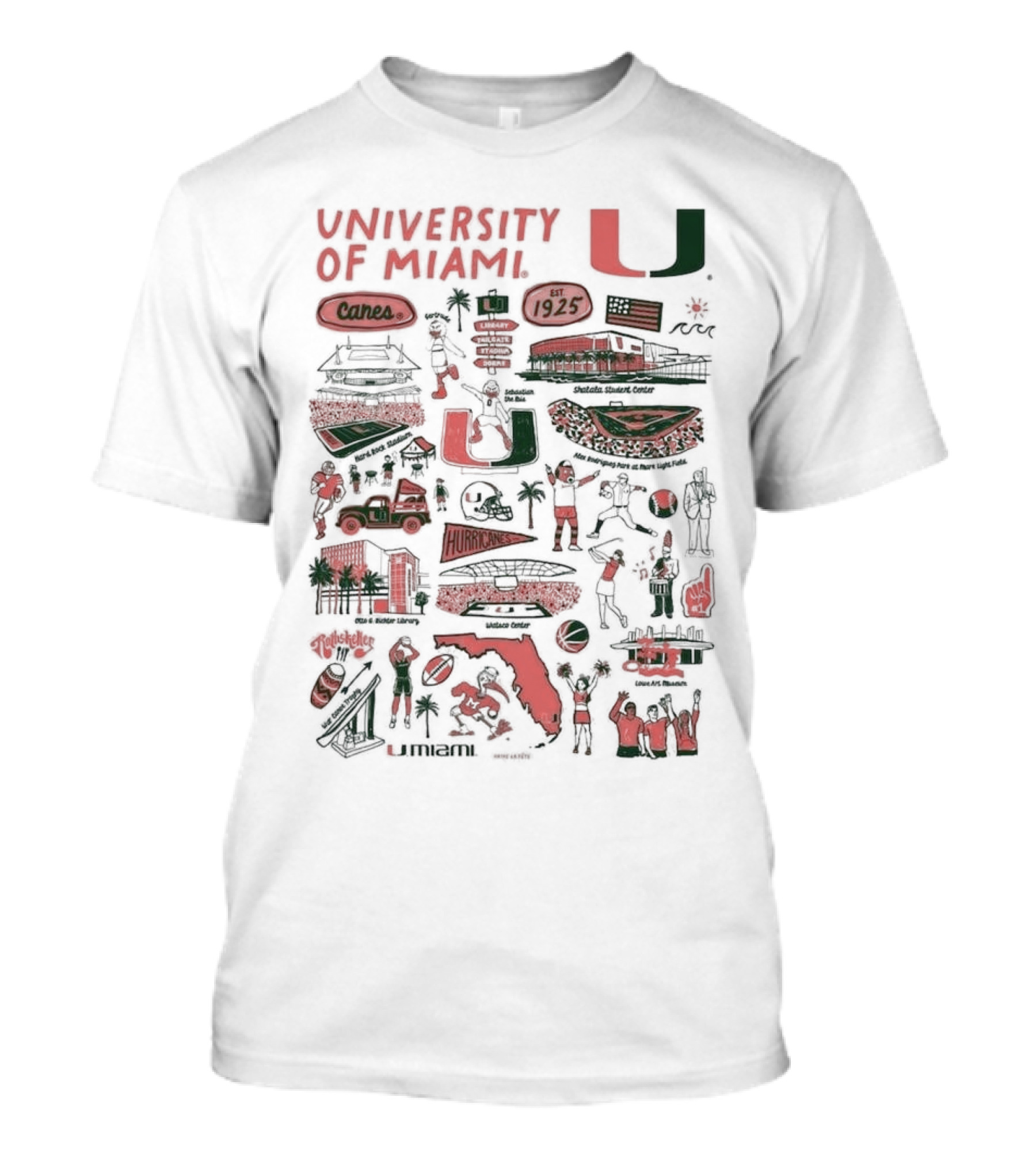 University Of Miami Hurricanes Vive La Fete Canes 1925 Sports And Landmarks T-Shirt