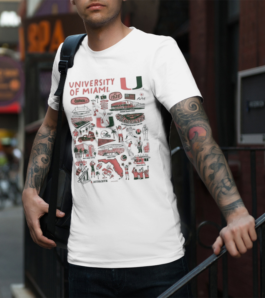 University Of Miami Hurricanes Vive La Fete Canes 1925 Sports And Landmarks T-Shirt