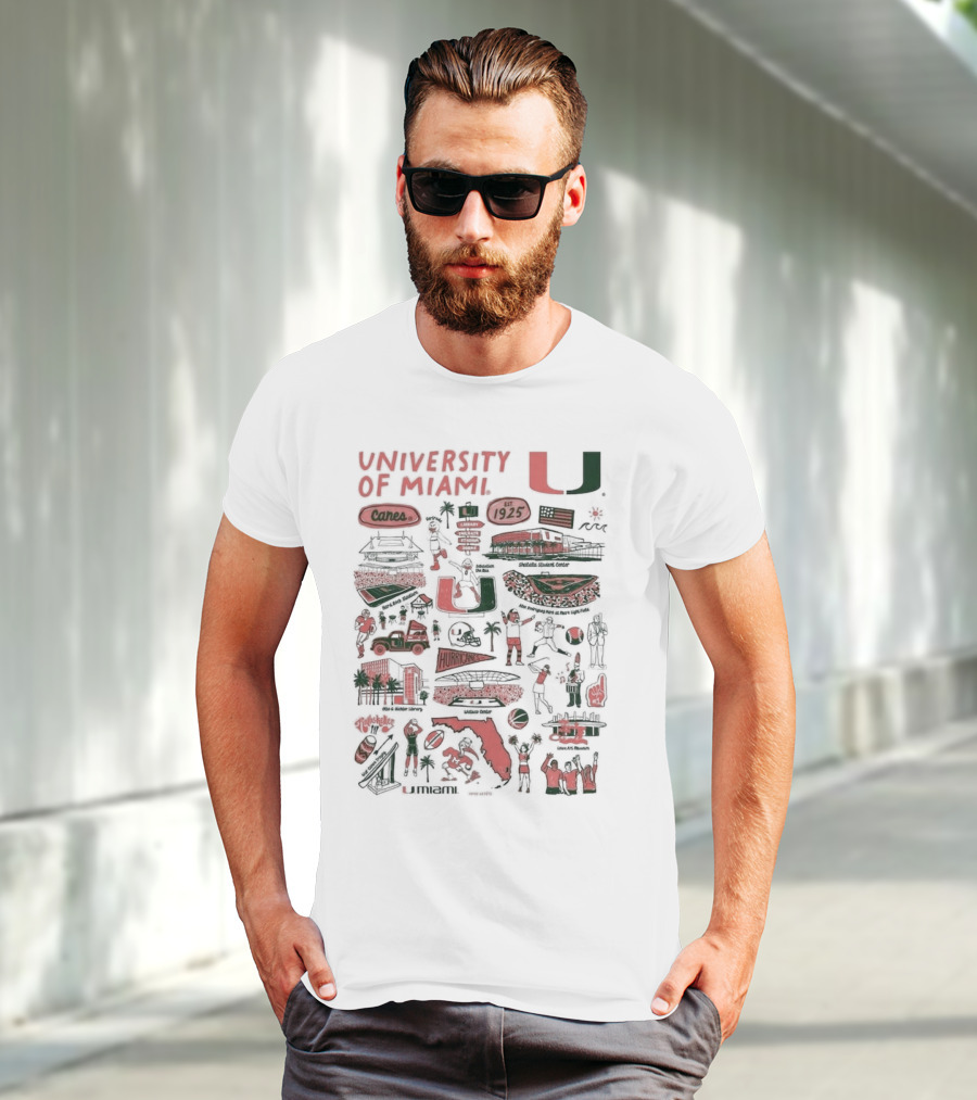 University Of Miami Hurricanes Vive La Fete Canes 1925 Sports And Landmarks T-Shirt