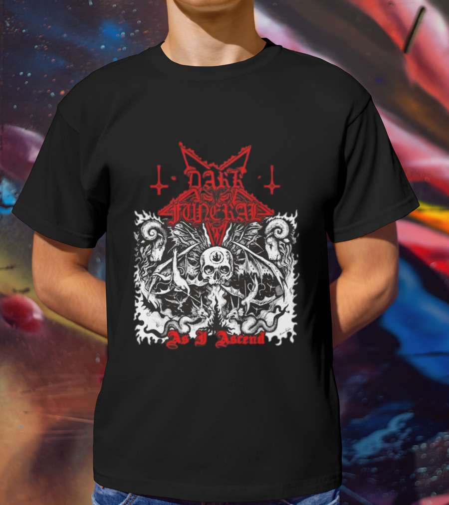 Dark Funeral As I Ascend Skull Bat Wings Gothic Symbolism T-Shirt