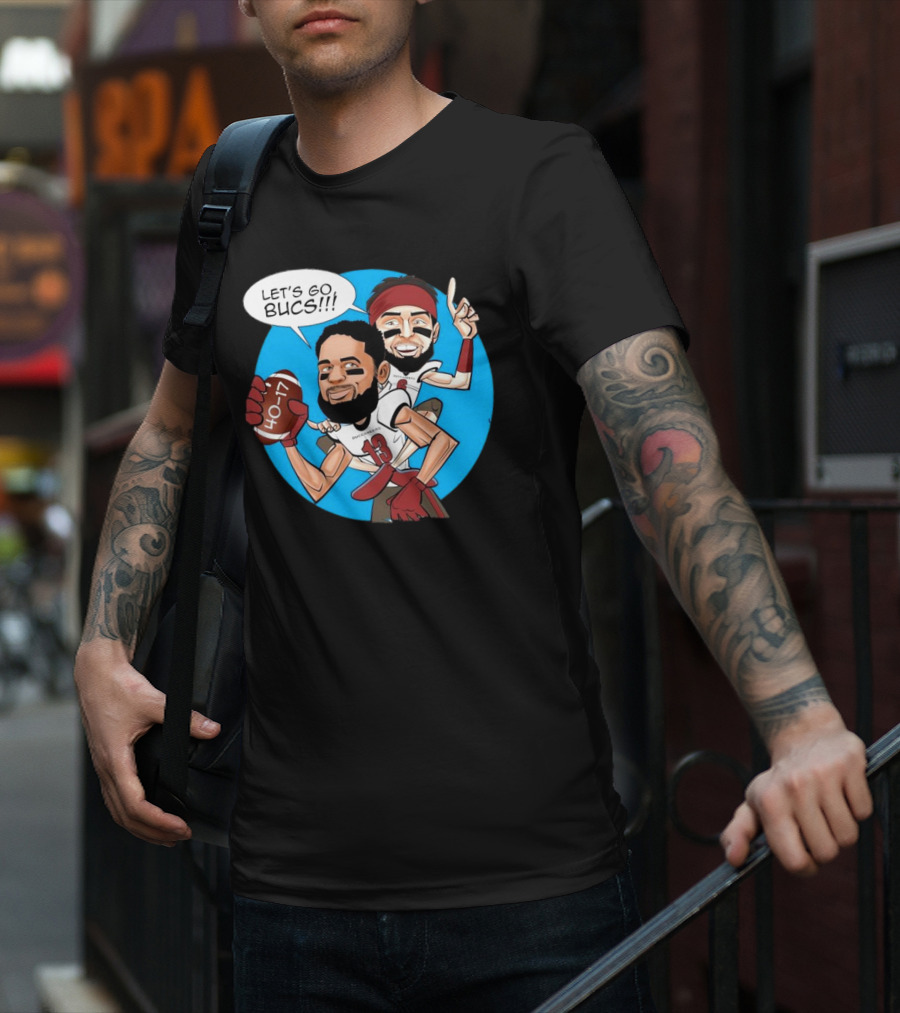 Tampa Bay Buccaneers Mike Evans Baker Mayfield Let's Go Bucs 40-17 Cartoon T-Shirt