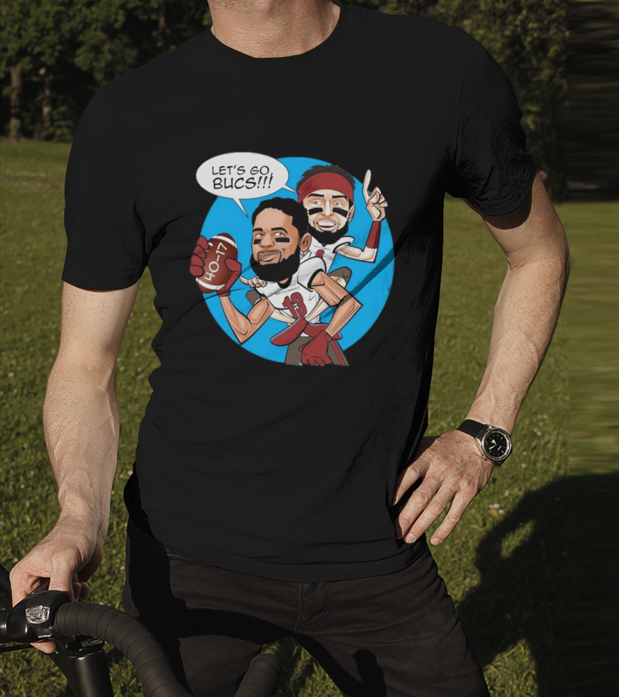 Tampa Bay Buccaneers Mike Evans Baker Mayfield Let's Go Bucs 40-17 Cartoon T-Shirt