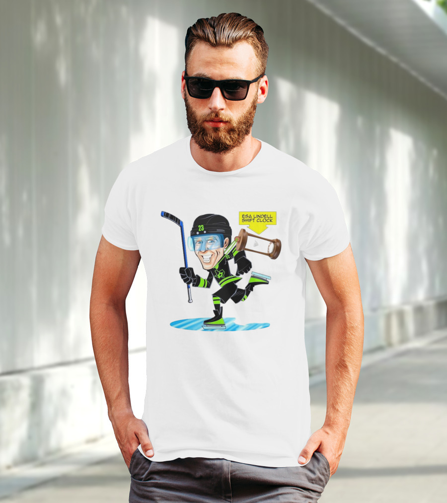 Esa Lindell Shift Clock Dallas Stars Hockey Cartoon T-Shirt