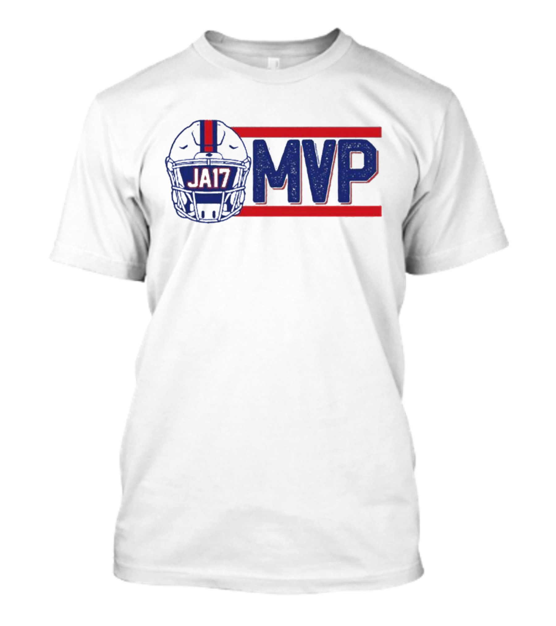 JA17 MVP Josh Allen Buffalo Bills Helmet Red Blue Stripes T-Shirt