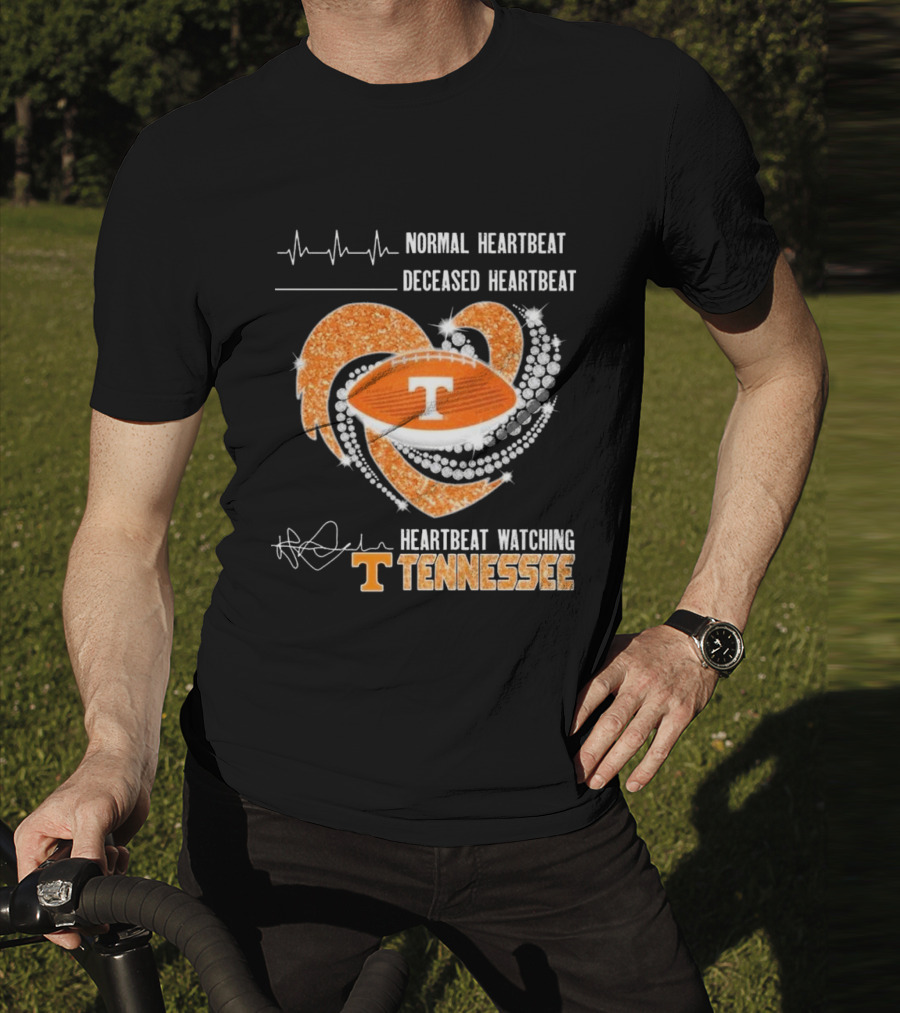 Normal Heartbeat Deceased Heartbeat Heartbeat Watching Tennessee Volunteers Football Diamond Heart T-Shirt