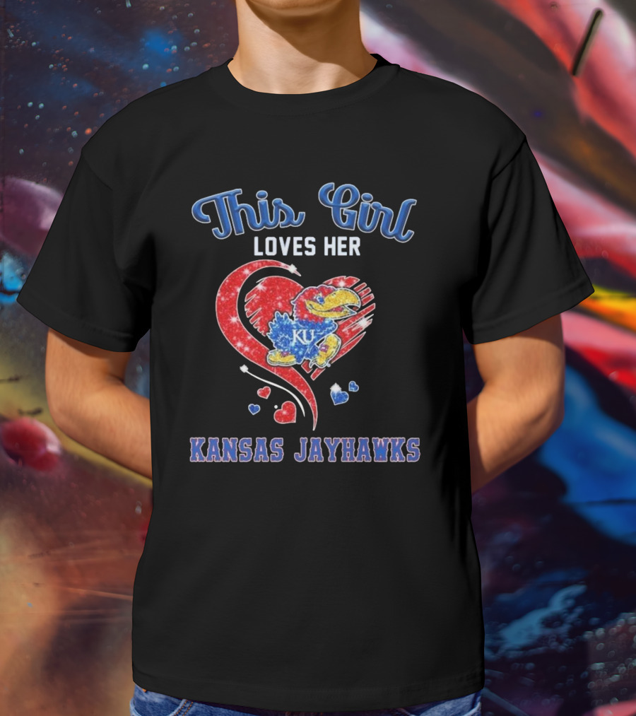 This Girl Loves Her Kansas Jayhawks Heart KU T-Shirt
