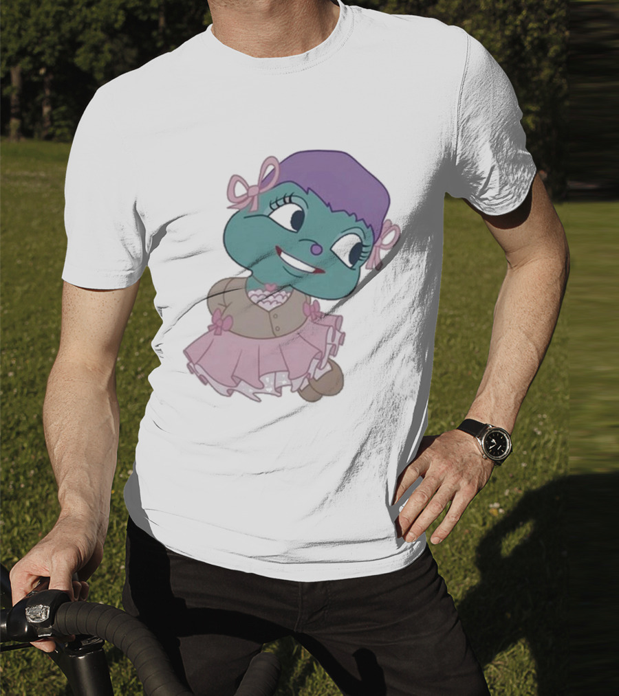 Samantha Yve Bb Coquette Cartoon Character With Purple Hair And Pink T-Shirt