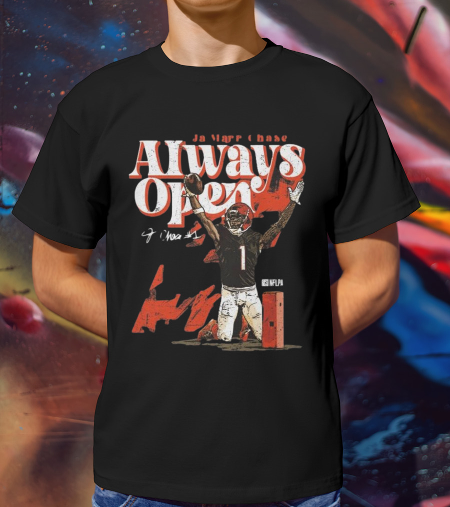 Ja’Marr Chase Always Open Cincinnati NFLPA Signature T-Shirt