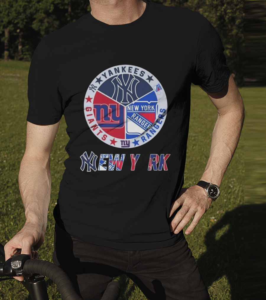 Yankees Giants Rangers Circle New York Collaboration T-Shirt