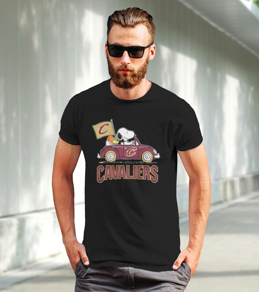 Snoopy Woodstock Driving Car Cavaliers Basketball T-Shirt
