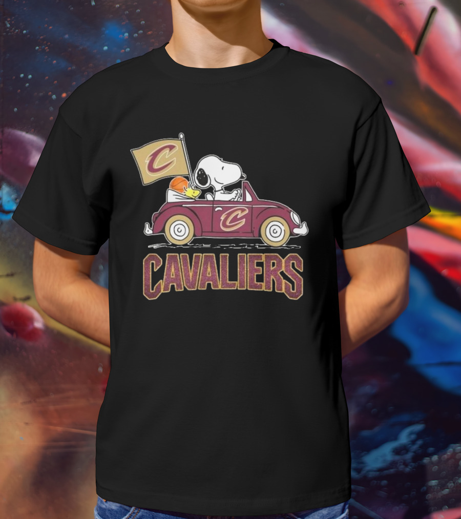 Snoopy Woodstock Driving Car Cavaliers Basketball T-Shirt