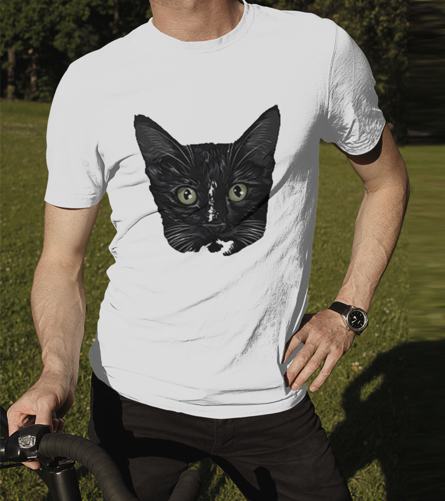 Michael Manigault Brave Green-Eyed Cat Face T-Shirt