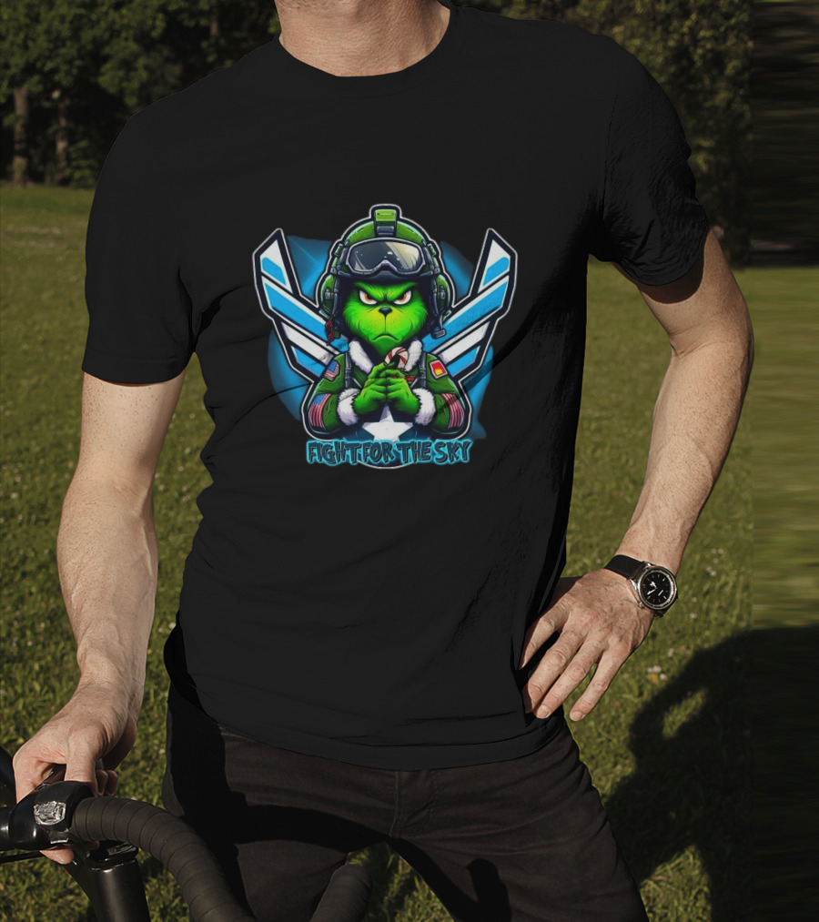 Fight For The Sky Grinch Merry Christmas Aviation T-Shirt