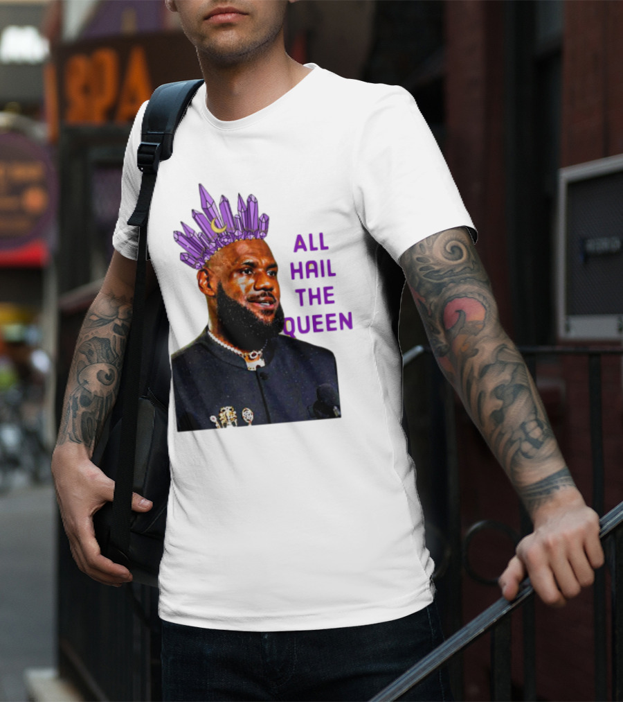 LeBron James All Hail The Queen Purple Crystal Crown T-Shirt