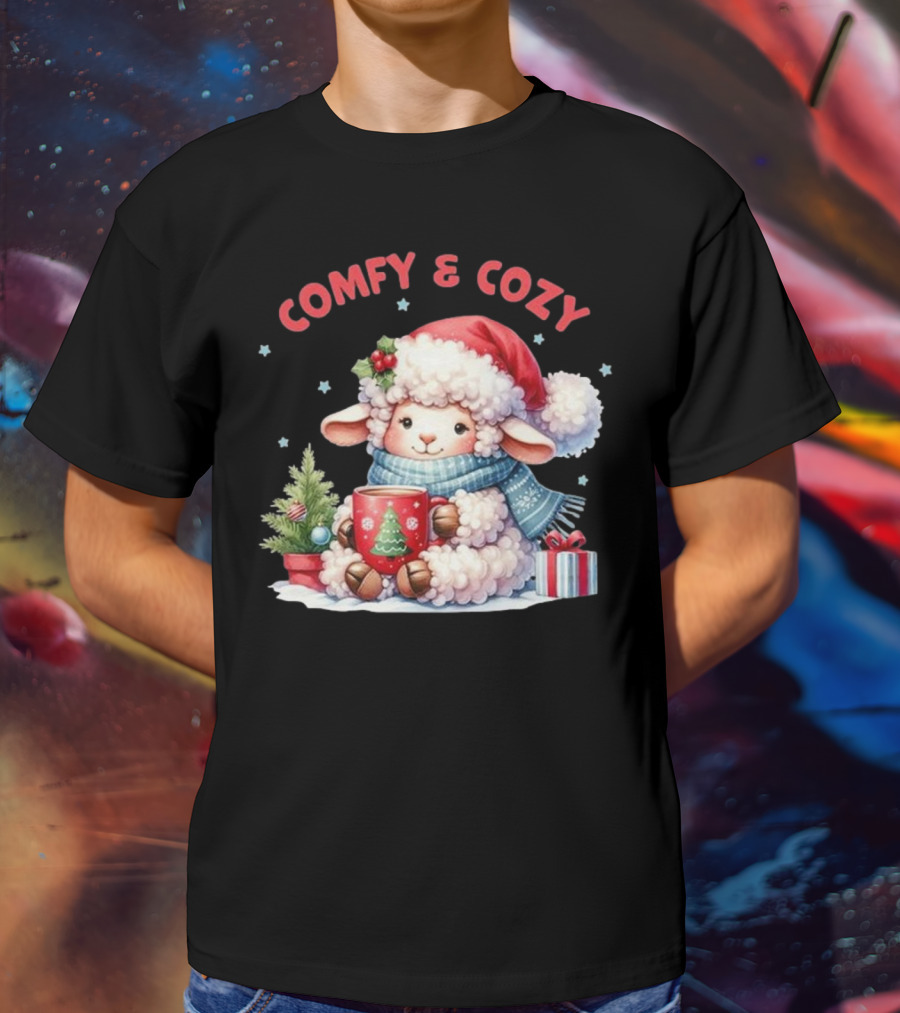 Comfy And Cozy Sheep Christmas T-Shirt