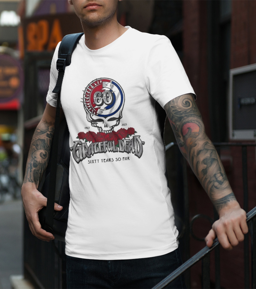 60 Years So Far 1965-2025 Grateful Dead Skull Roses T-Shirt