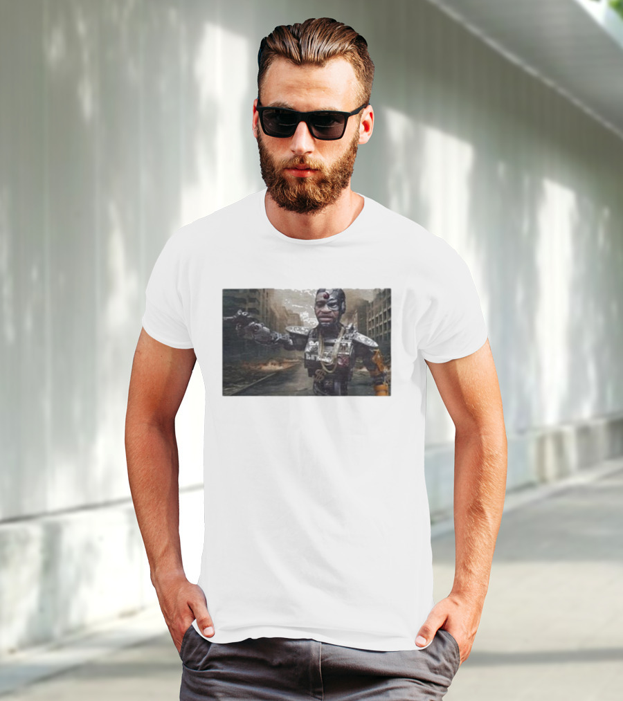 Errl Gangsta Droyd Robot Cyborg In Post-Apocalyptic City Scene T-Shirt