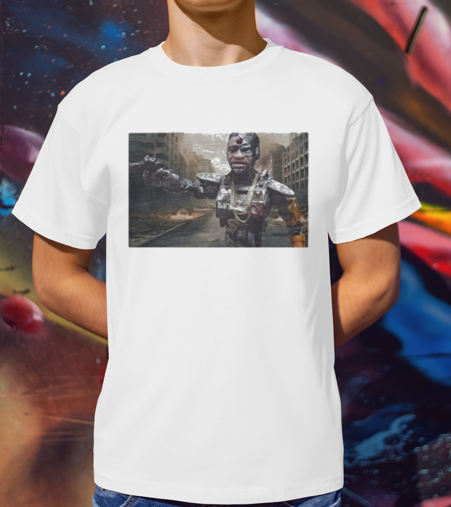 Errl Gangsta Droyd Robot Cyborg In Post-Apocalyptic City Scene T-Shirt
