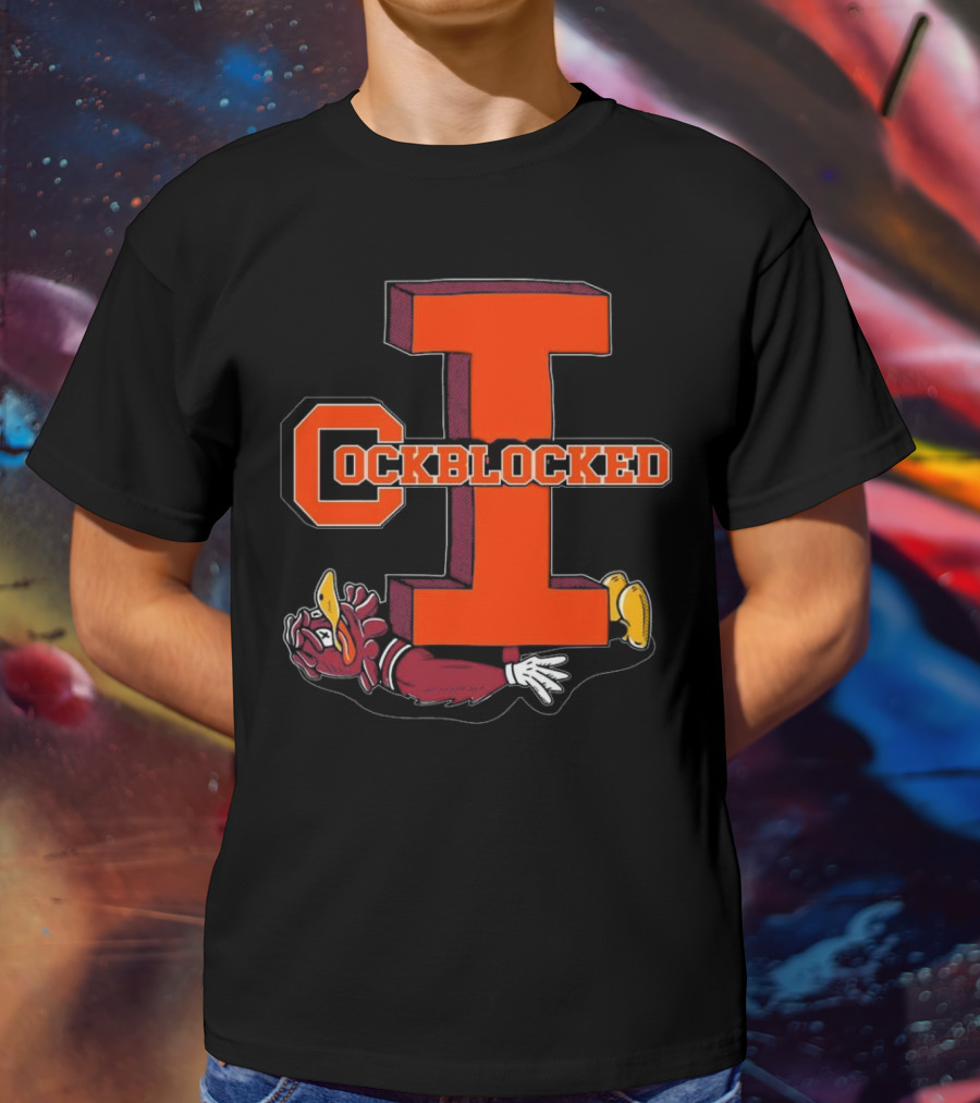 Cockblocked I Gamecock Under Illinois Block T-Shirt