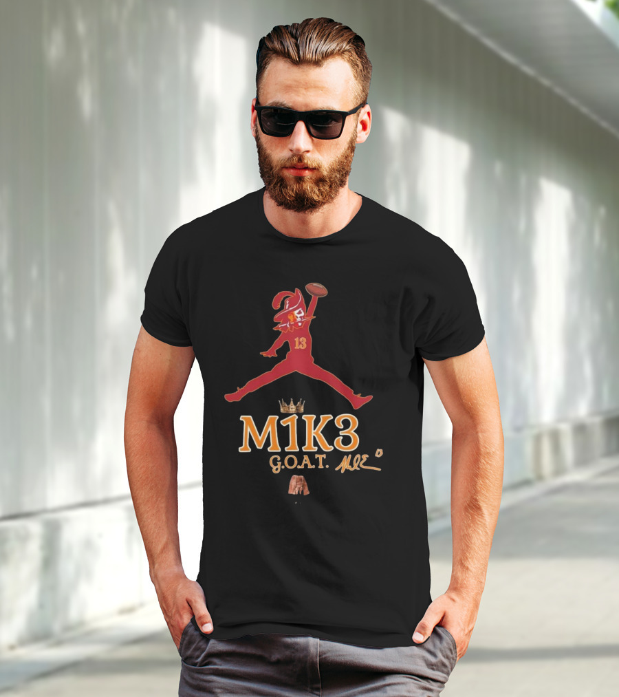M1K3 G.O.A.T. Mike Evans 13 Buccaneers Signature Crown Football T-Shirt