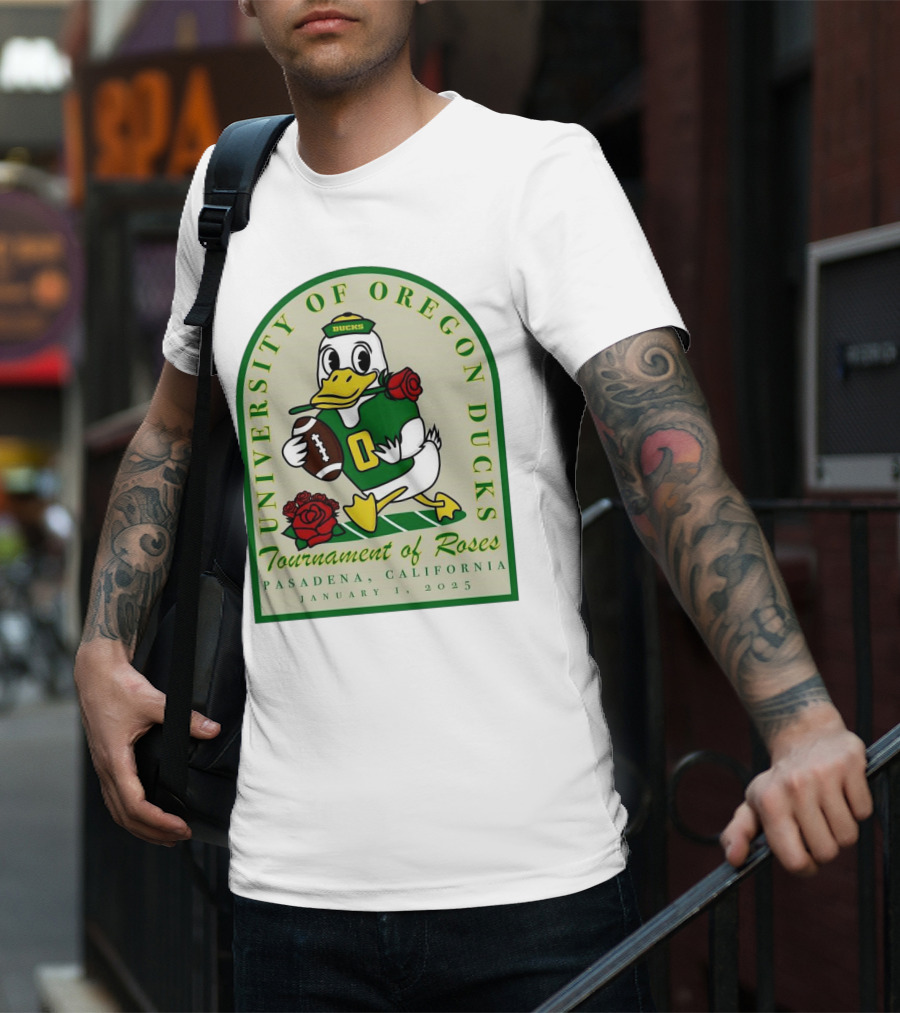 University Of Oregon Ducks Tournament Of Roses Pasadena California January 1 2025 Mascot Football Rose T-Shirt