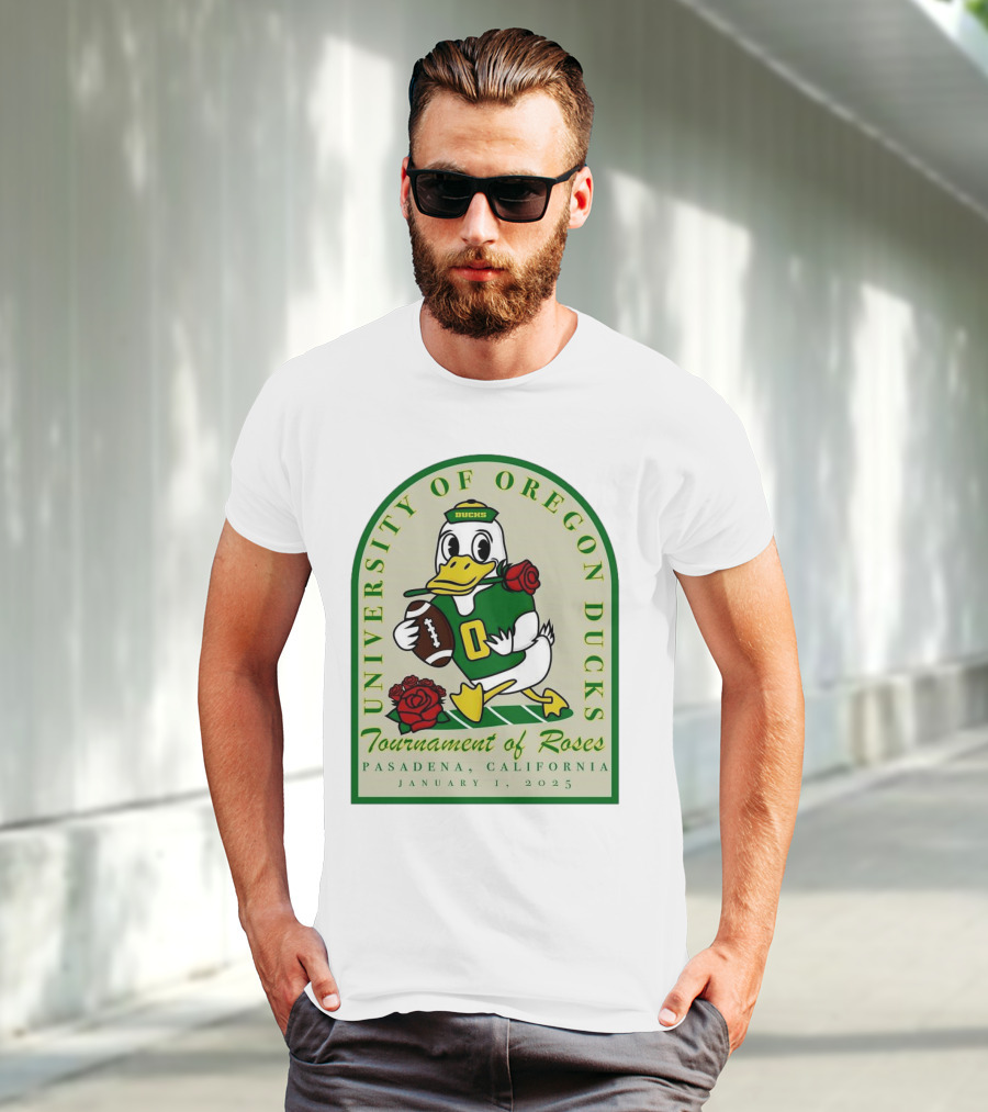 University Of Oregon Ducks Tournament Of Roses Pasadena California January 1 2025 Mascot Football Rose T-Shirt