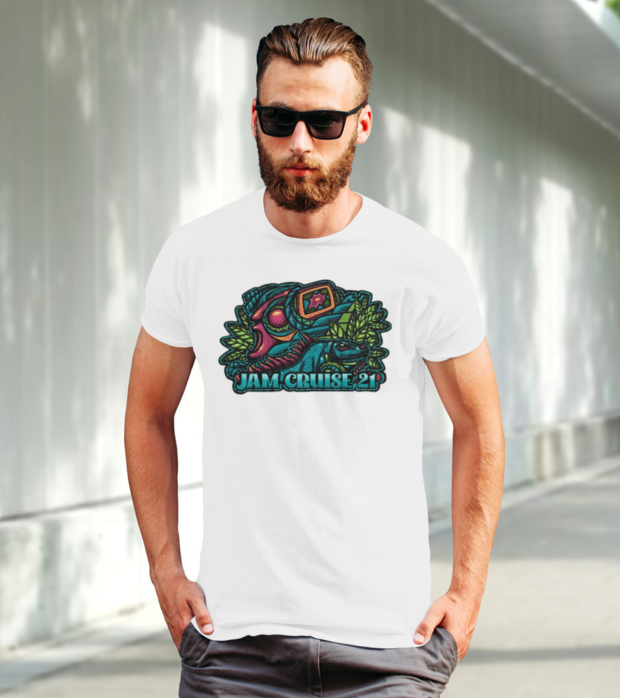 Jam Cruise 21 Jeff Wood 2025 Psychedelic Iguana And Space Elements T-Shirt