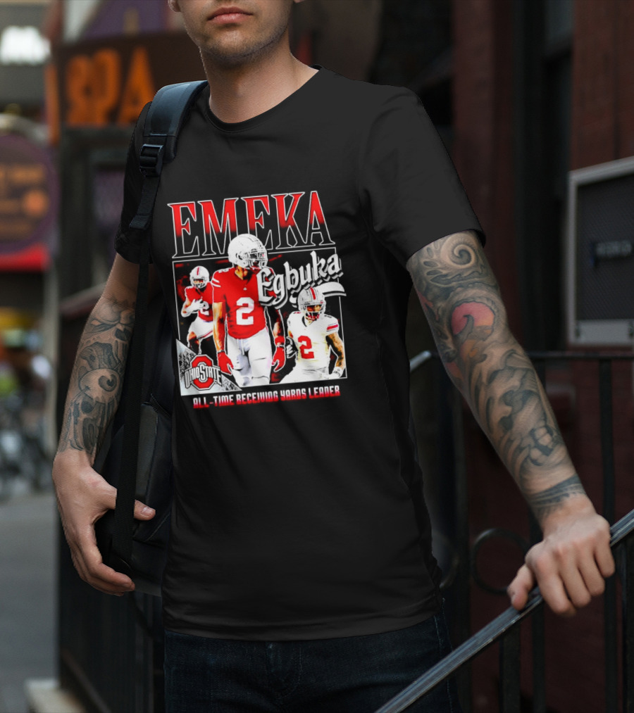 Ohio State Buckeyes Emeka Egbuka All-Time Receiving Yards Leader T-Shirt