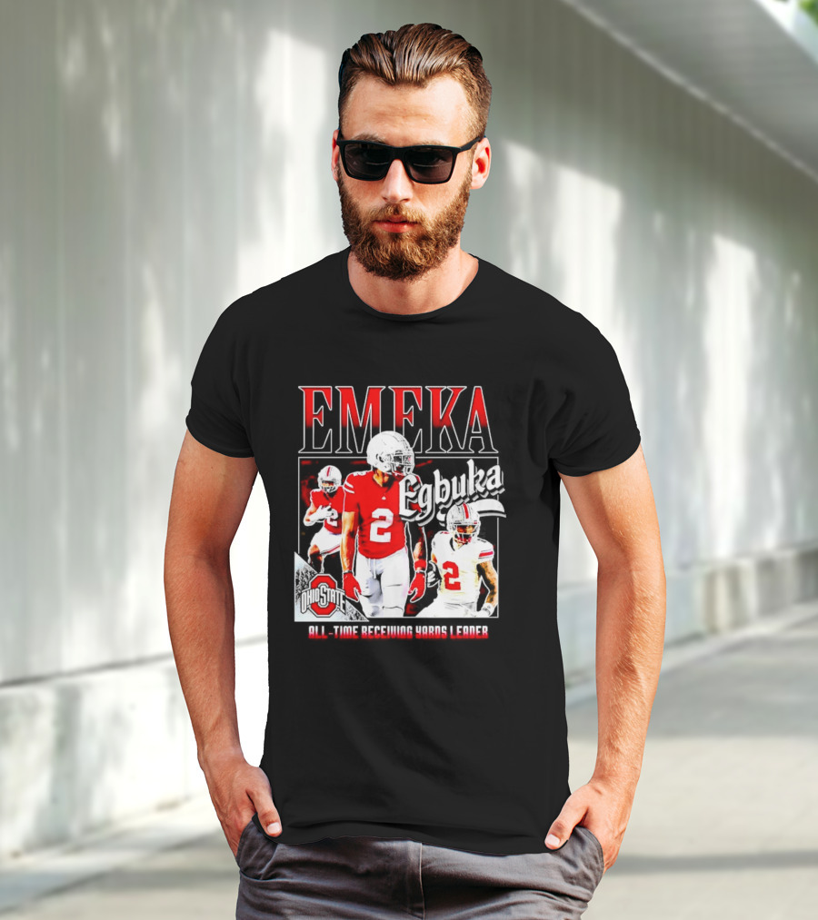 Ohio State Buckeyes Emeka Egbuka All-Time Receiving Yards Leader T-Shirt