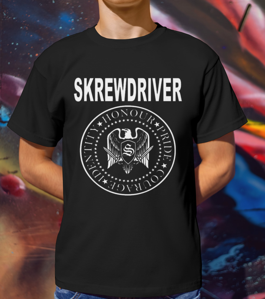 SKREWDRIVER Honour Pride Courage Identity Eagle Emblem T-Shirt
