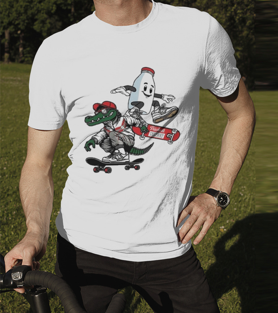 Crocodile And Milk Skateboarding Lost Art X TRiCKETT Collaboration T-Shirt