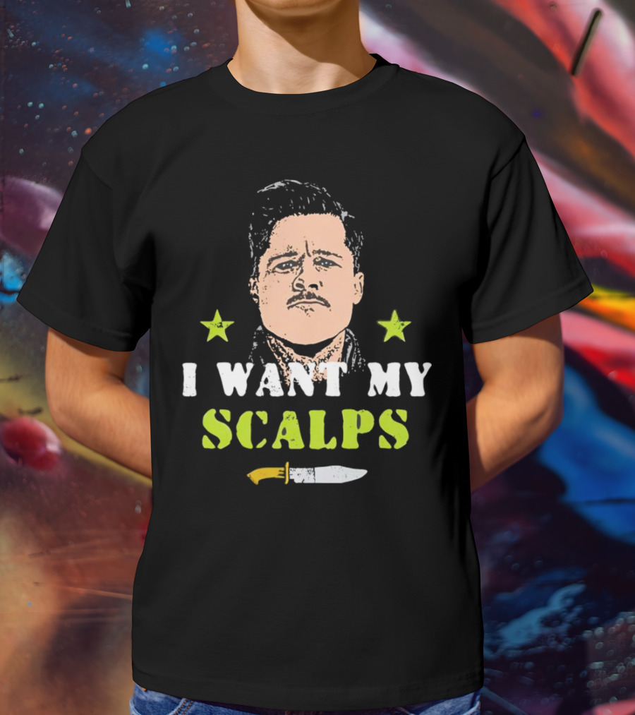 Aldo Raine I Want My Scalps Knife Stars T-Shirt