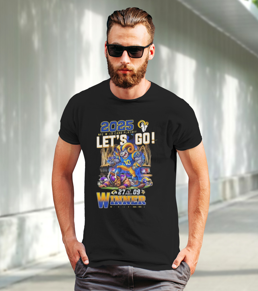 2025 NFC Wild Card Playoff Let’s Go Los Angeles Rams Winner 27-09 T-Shirt