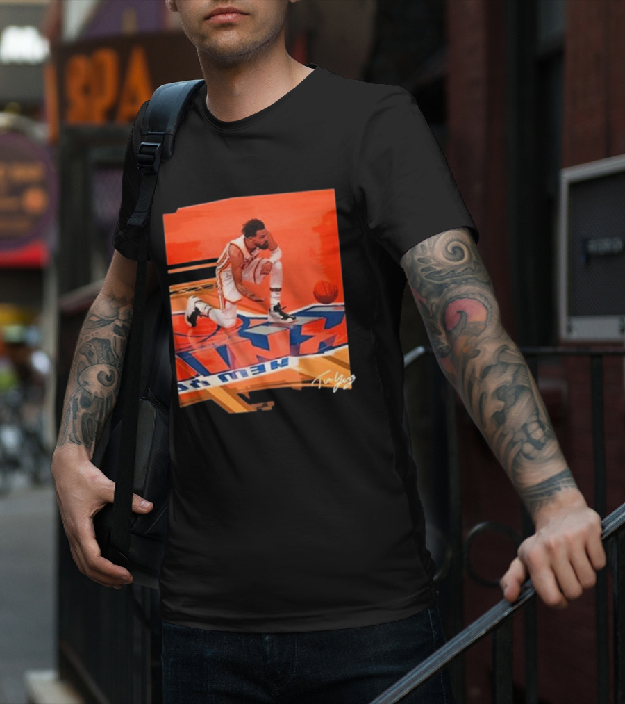 Atlanta Hawks Trae Young Kneeling Basketball New York Signature T-Shirt