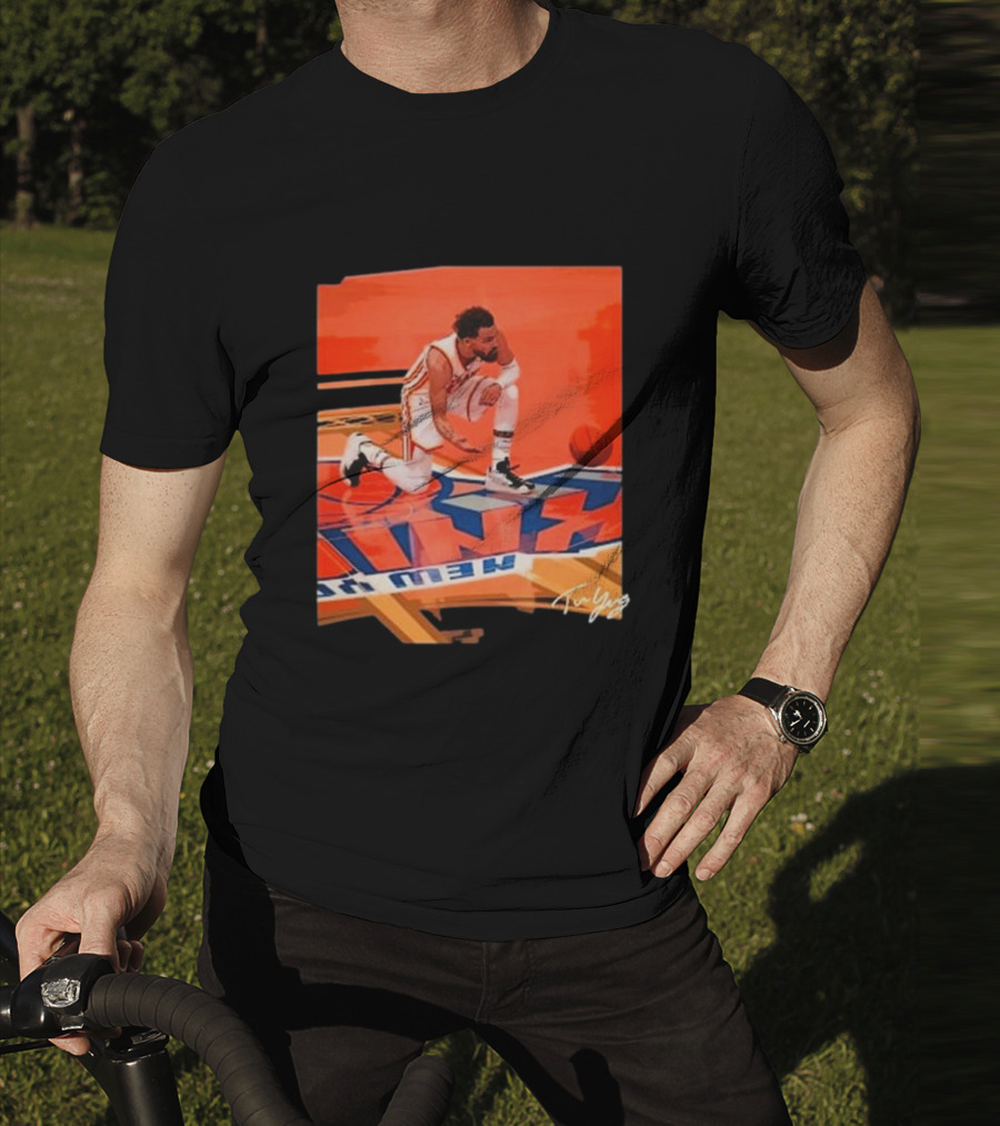 Atlanta Hawks Trae Young Kneeling Basketball New York Signature T-Shirt