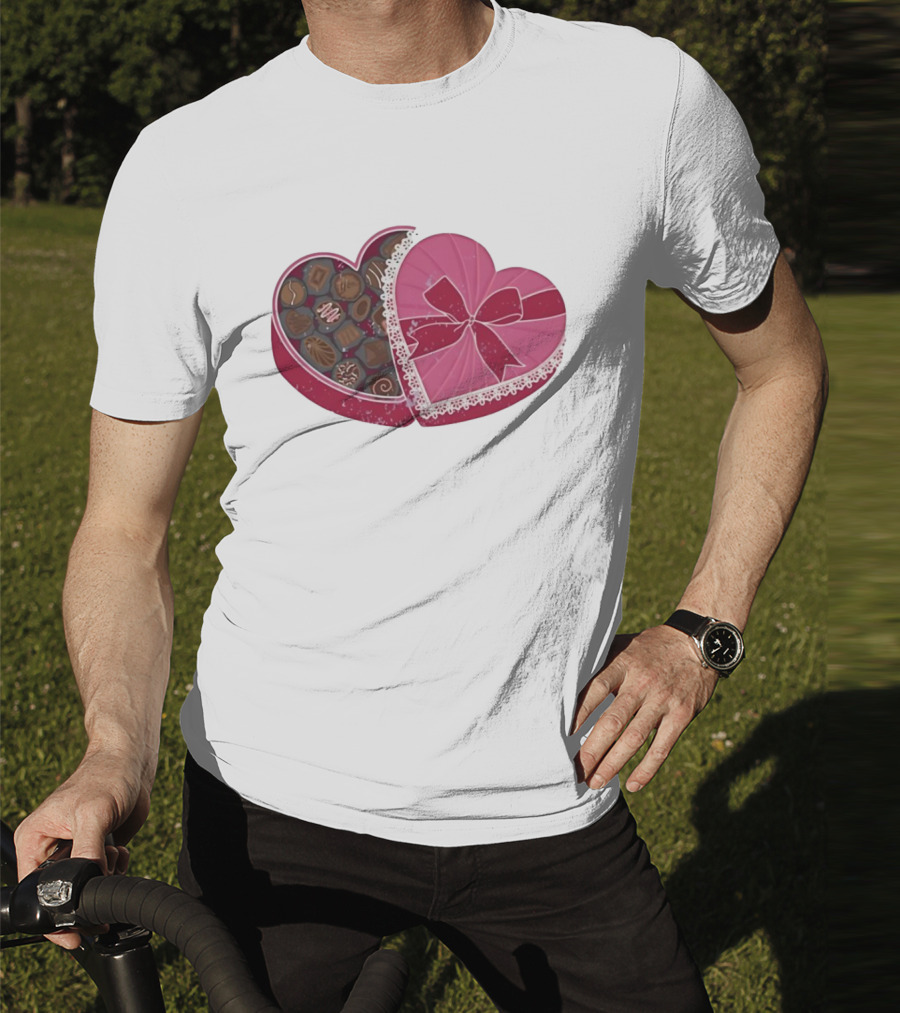 Heart Shaped Box Of Chocolates With Lace And Bow T-Shirt
