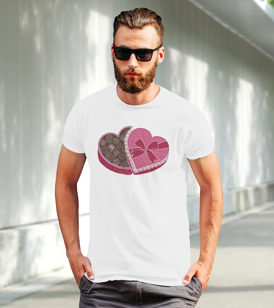 Heart Shaped Box Of Chocolates With Lace And Bow T-Shirt