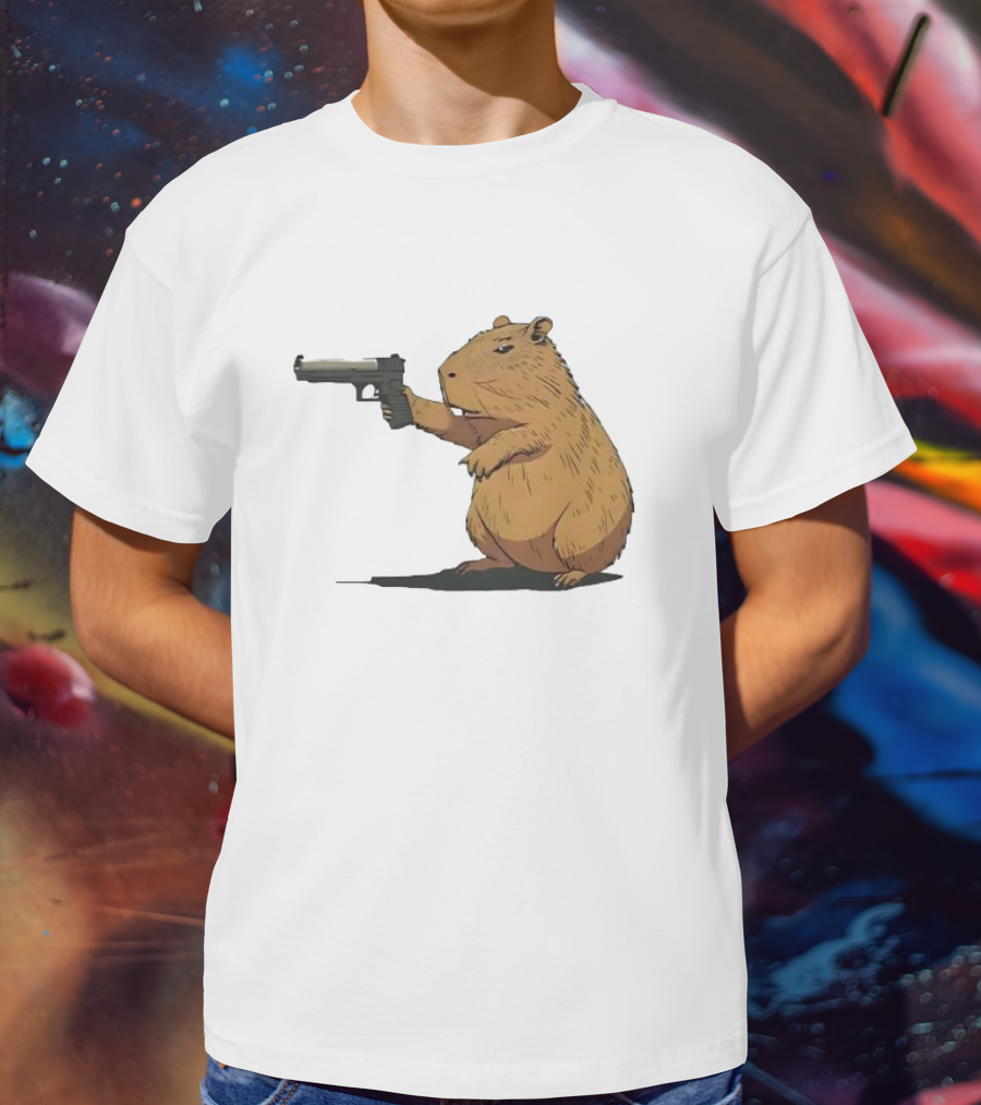 Capybara Holding A Gun In A Humorous Pose T-Shirt