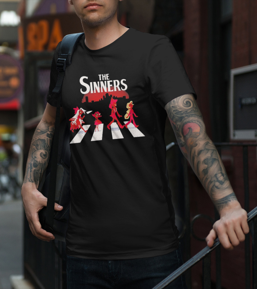 Hazbin Hotel The Sinners Abbey Road Characters Crossing T-Shirt