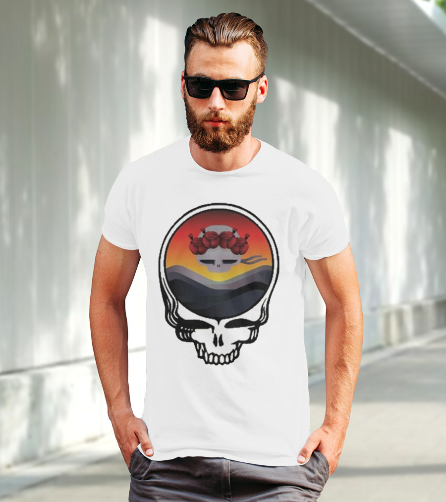 Grateful Dead The Ridge Skull Sunset With Roses T-Shirt