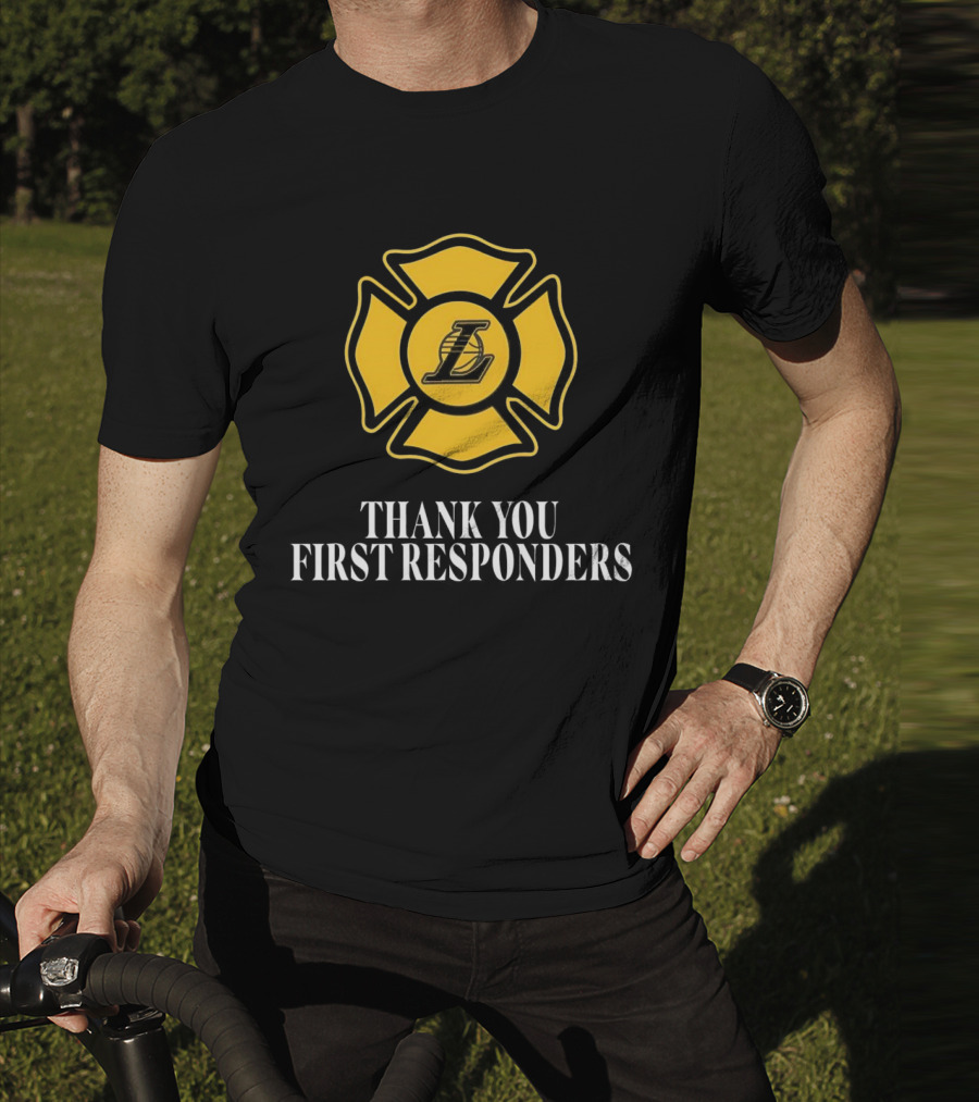 Los Angeles Lakers Thank You First Responders Firefighter Emblem T-Shirt