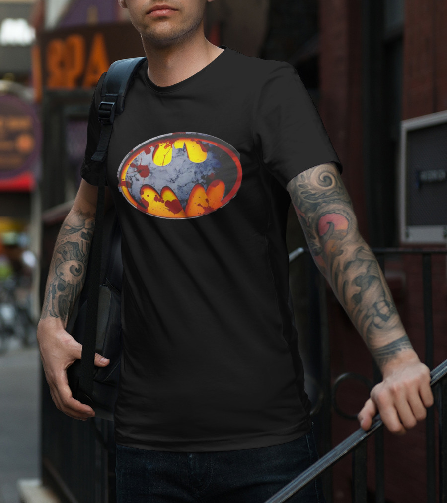 Batman Symbol With Grunge And Blood Splatter Effects T-Shirt